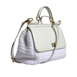 Dolce & Gabbana White Rafia Leather SICILY Crossbody Bag BAG4094