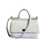 Dolce & Gabbana White Rafia Leather SICILY Crossbody Bag BAG4095