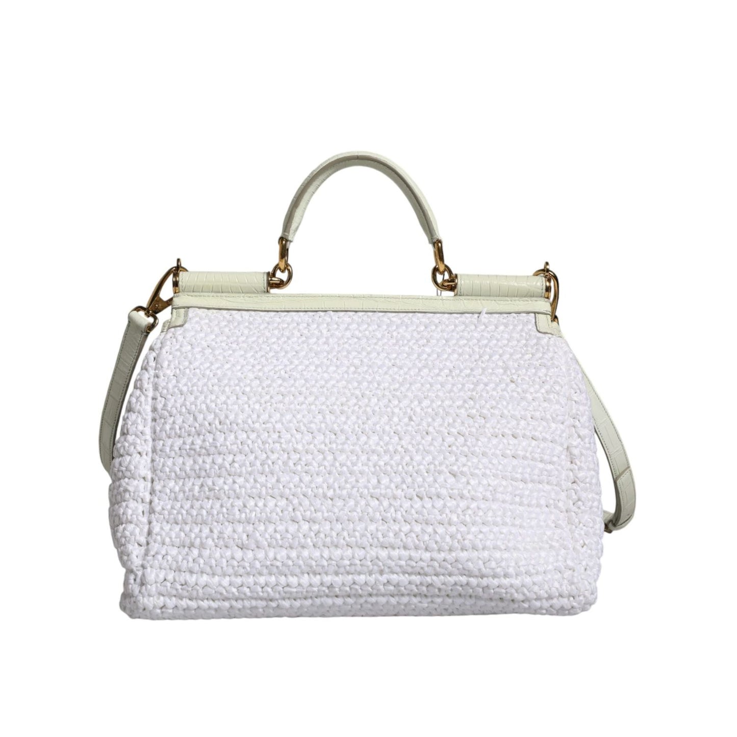 Dolce & Gabbana White Rafia Leather SICILY Crossbody Bag BAG4095
