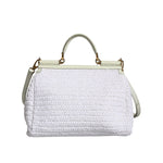 Dolce & Gabbana White Rafia Leather SICILY Crossbody Bag BAG4095