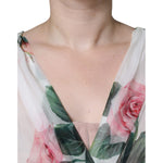 Dolce & Gabbana White Silk Floral Print A-line Midi Dress DR281289-50