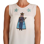 Dolce & Gabbana White Silk Crystal Sequined Fairy T-shirt TSH2668-36
