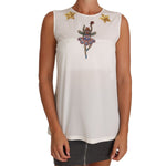 Dolce & Gabbana White Silk Embellished Crystal Sequin Fairy Top TSH2669-40