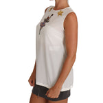 Dolce & Gabbana White Silk Embellished Crystal Sequin Fairy Top TSH2669-40