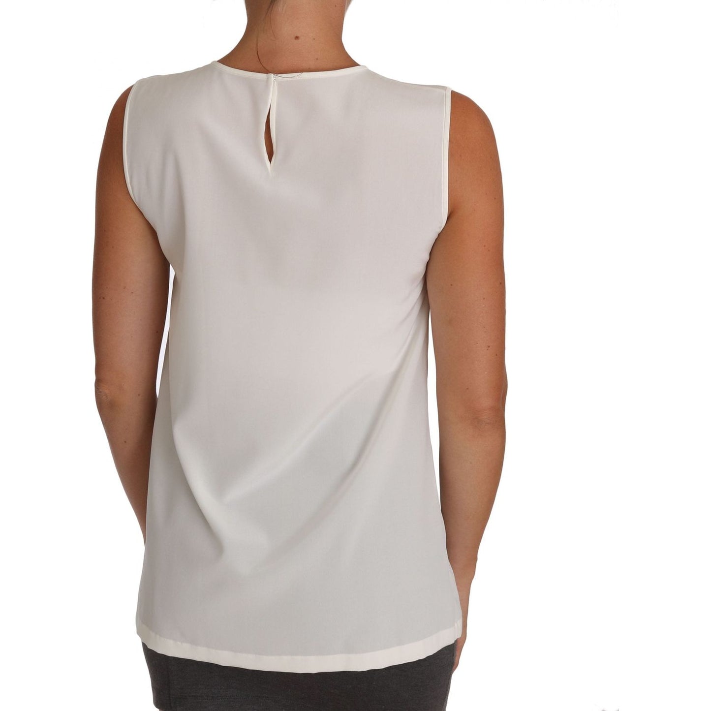 Dolce & Gabbana White Silk Embellished Crystal Sequin Fairy Top TSH2669-40