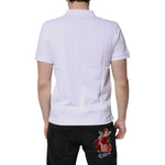 Dolce & Gabbana White Cotton Crown Collared Men Polo T-shirt TSH90006-44