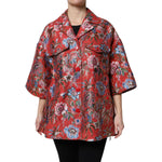 Dolce & Gabbana Red Floral Jacquard Button Down Coat Jacket JKT41384-38