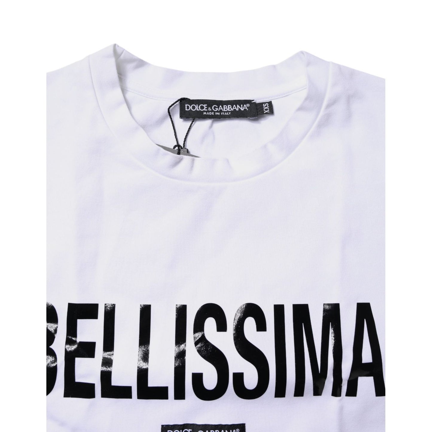 Dolce & Gabbana White Bellissima Cotton Crew Neck T-shirt TSH87183-36