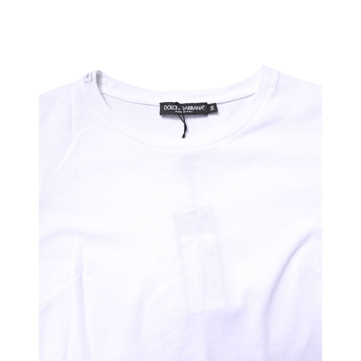 Dolce & Gabbana White Cotton Crew Neck Short Sleeves T-shirt TSH878599-36