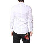 Dolce & Gabbana White Cotton GOLD Dress Formal Collared Shirt TSH86357-38