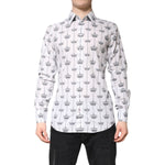 Dolce & Gabbana White Crown Cotton GOLD Formal Dress Shirt
