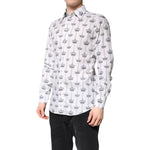 Dolce & Gabbana White Crown Cotton GOLD Formal Dress Shirt