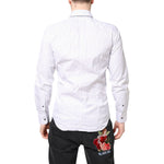 Dolce & Gabbana White Striped Cotton MARTINI Men Dress Shirt TSH87760-38