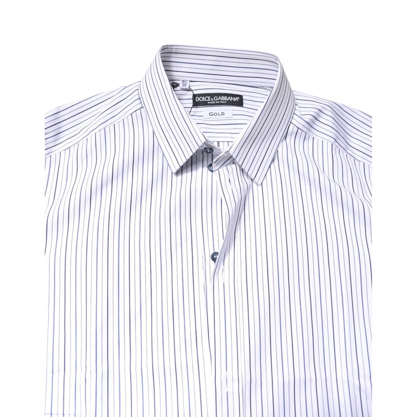 Dolce & Gabbana White Stripes GOLD Cotton Formal Shirt TSH87848-39