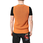 Dolce & Gabbana Orange Cashmere Round Neck Sleeveless T-shirt TSH90324-48