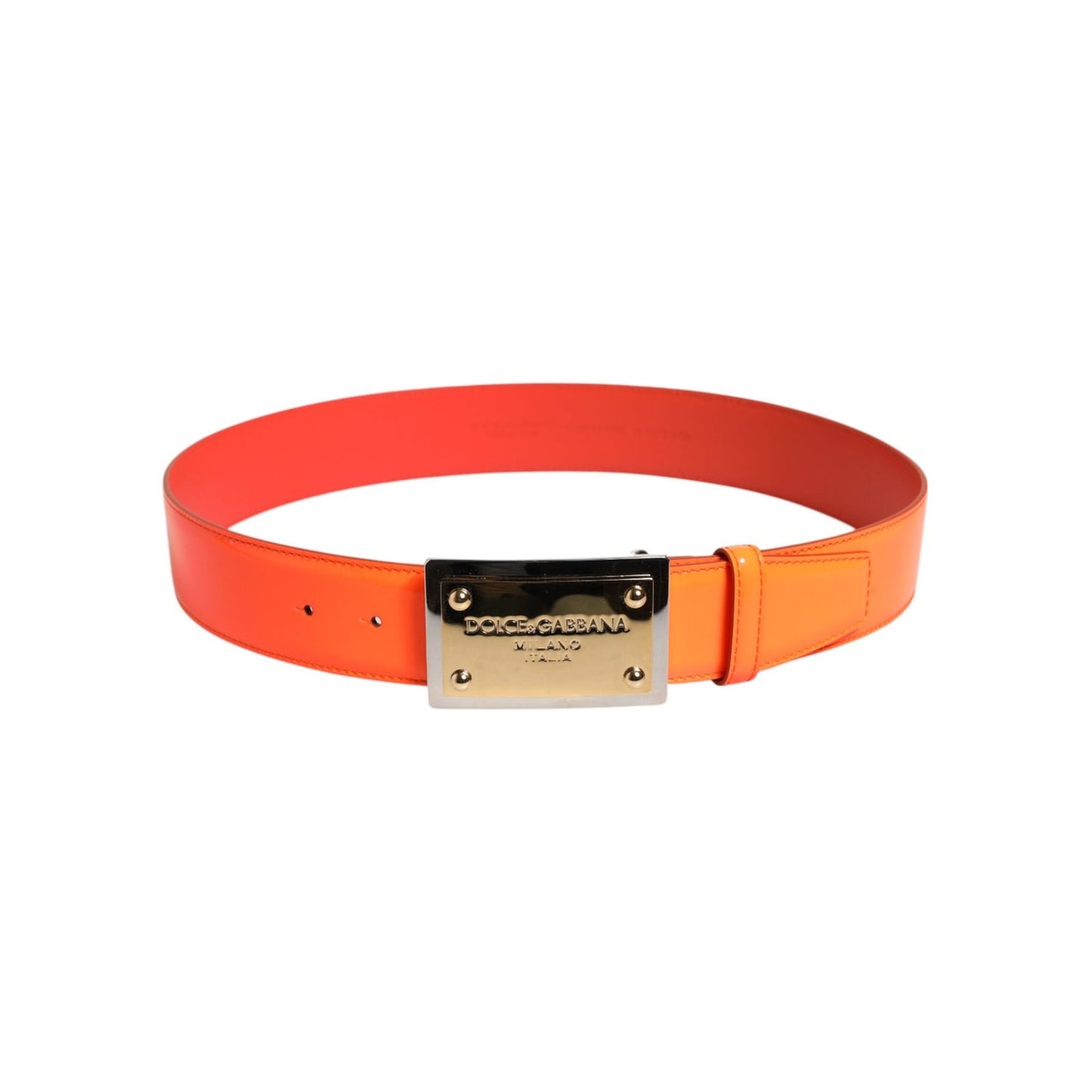 Dolce & Gabbana Orange Gold Tone Metal Logo Buckle Belt BEL9421-85