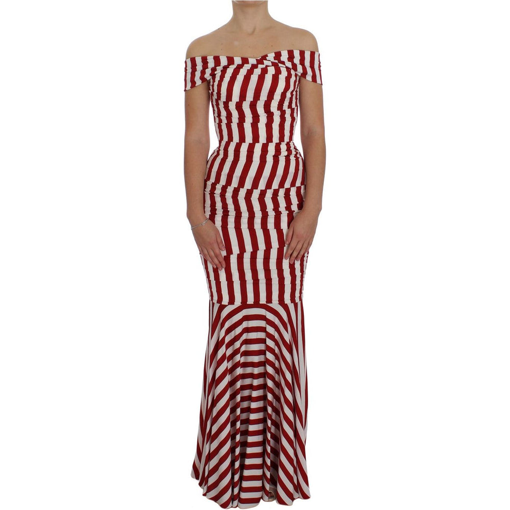 Dolce & Gabbana Red White Silk Stretch Dress NOC10086-3