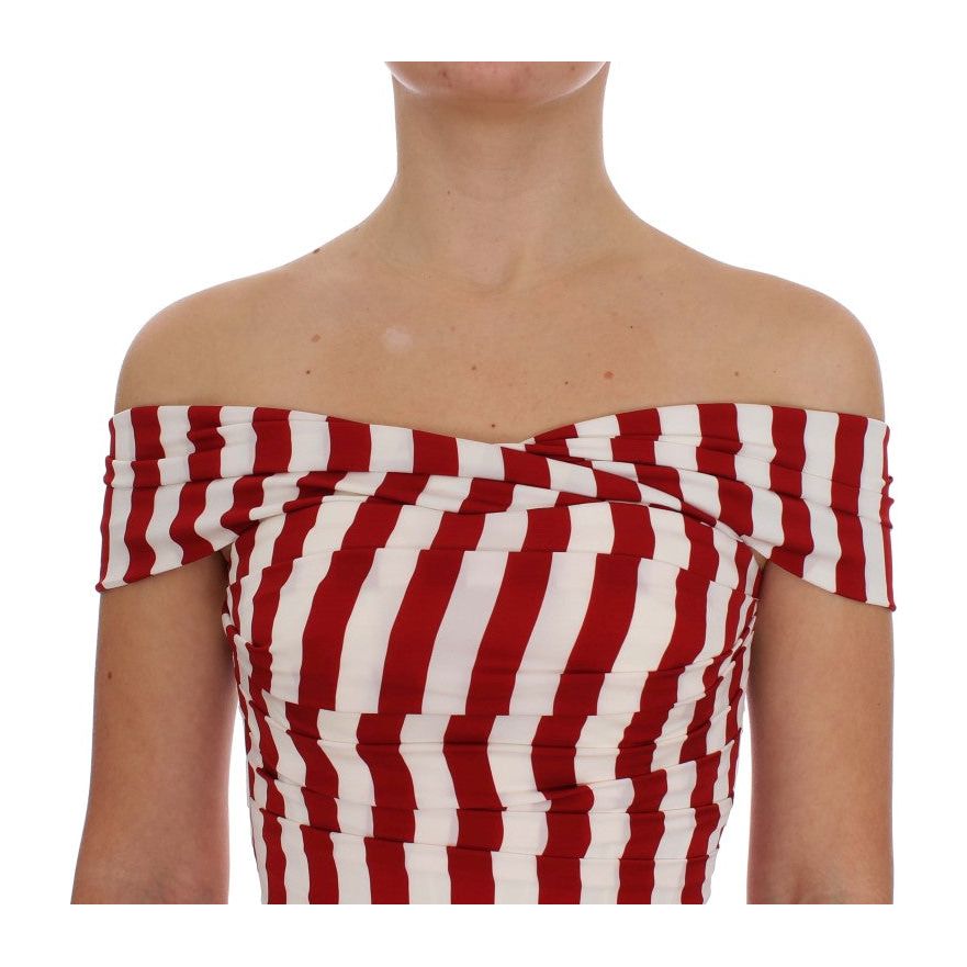 Dolce & Gabbana Red White Silk Stretch Dress NOC10086-3