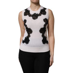 Dolce & Gabbana White Cashmere Floral Lace Detailing Tank Top