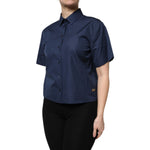 Dolce & Gabbana Blue Cotton Short Sleeves Button Down Top TSH878618-42