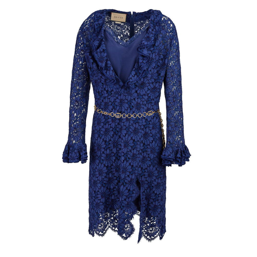 Gucci Blu Viscose and Cotton Mid Long Dress 685923ZJT764912_42