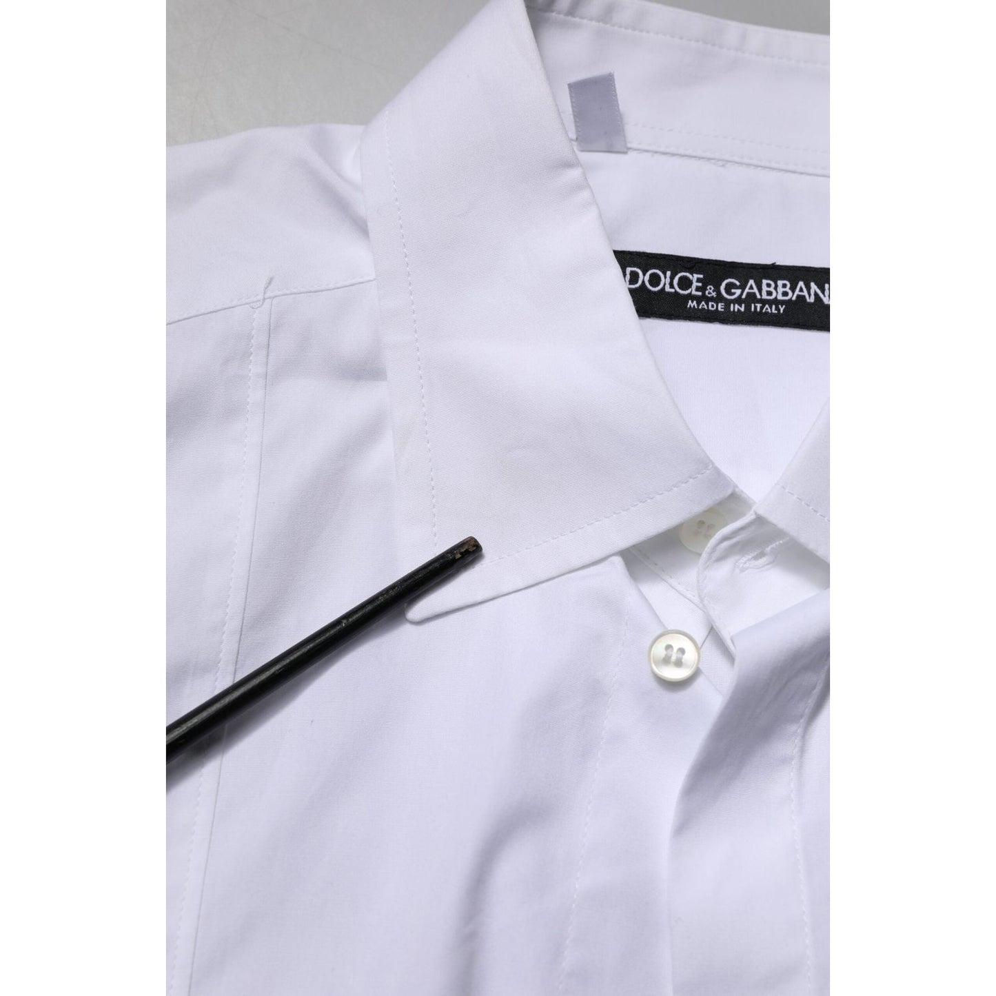 Dolce & Gabbana White Cotton Short Sleeves Dress Formal Shirt TSH906716-38
