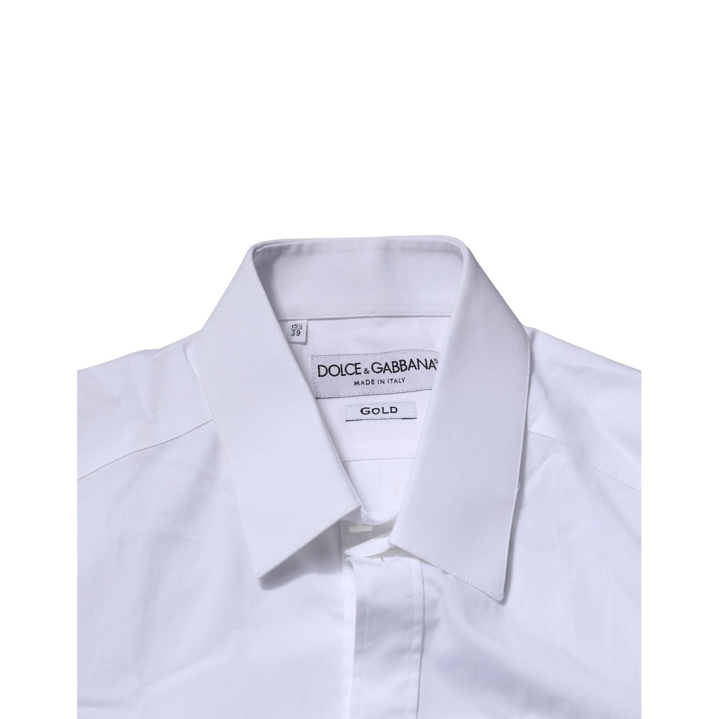Dolce & Gabbana White Cotton GOLD Long Sleeves Formal Shirt TSH906811-39