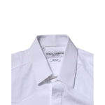 Dolce & Gabbana White Cotton GOLD Long Sleeves Formal Shirt TSH906811-39