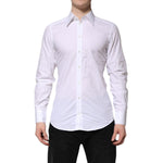 Dolce & Gabbana White Cotton GOLD Long Sleeves Formal Shirt TSH906838-39