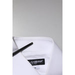 Dolce & Gabbana White Cotton GOLD Long Sleeves Formal Shirt TSH906838-39