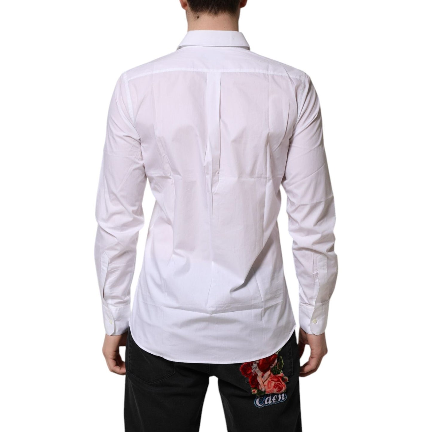 Dolce & Gabbana White Cotton Long Sleeves Dress Formal Shirt TSH906873-39