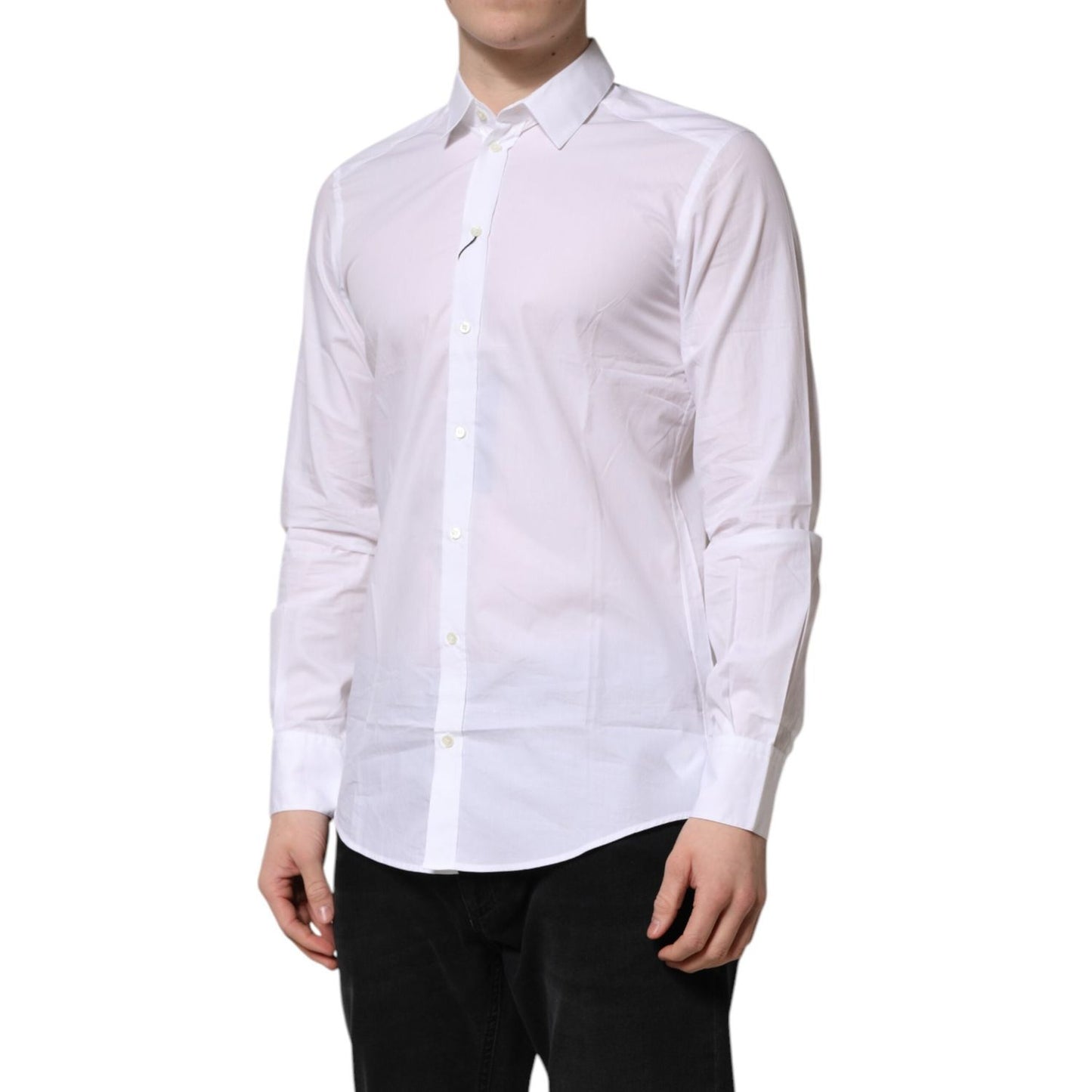 Dolce & Gabbana White Cotton Long Sleeves Dress Formal Shirt TSH906873-39