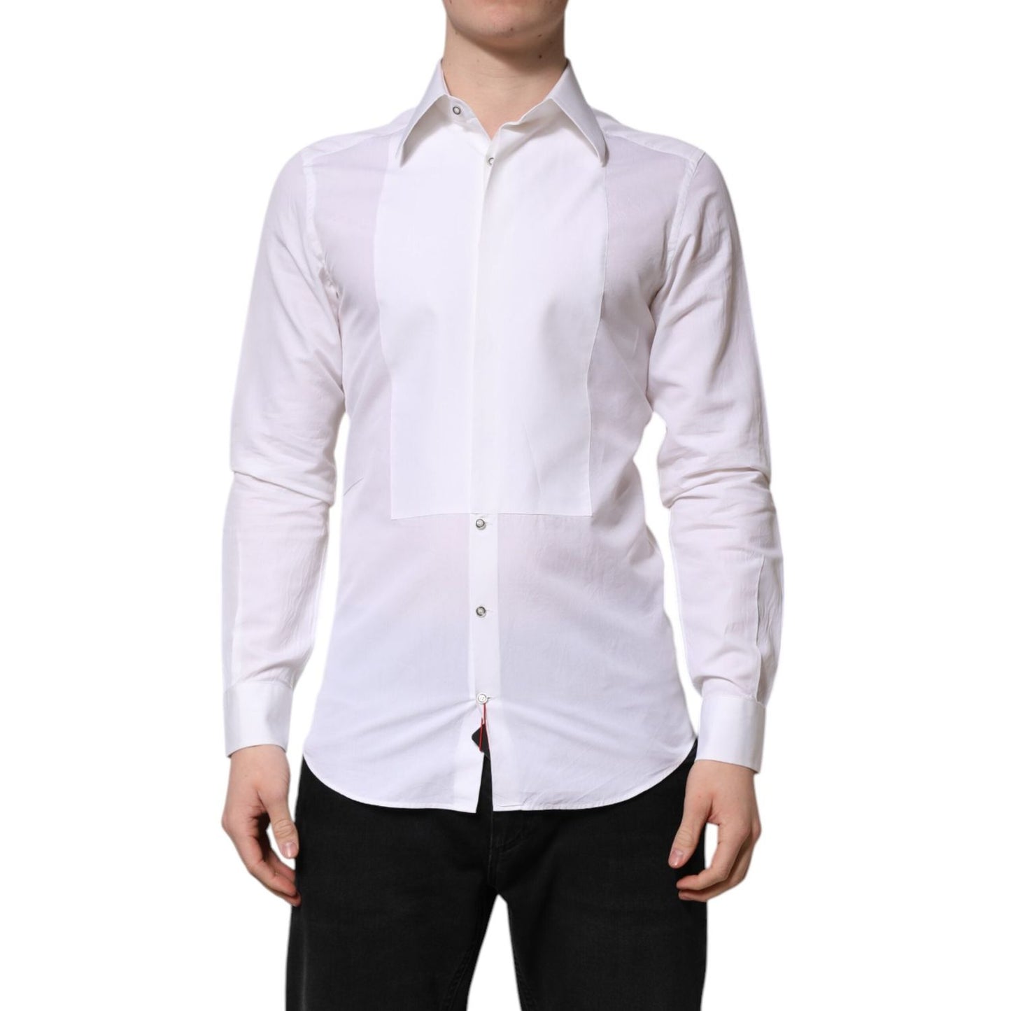 Dolce & Gabbana White GOLD Cotton Poplin Dress Formal Shirt TSH906889-39