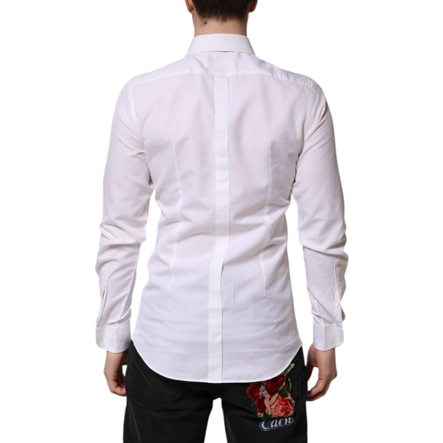 Dolce & Gabbana White GOLD Cotton Poplin Dress Formal Shirt TSH906889-39