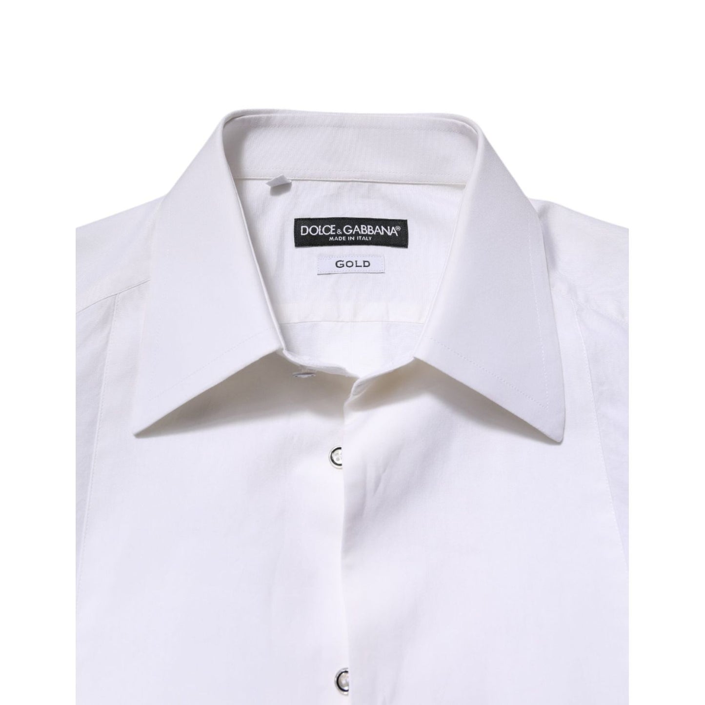 Dolce & Gabbana White GOLD Cotton Poplin Dress Formal Shirt TSH906889-39