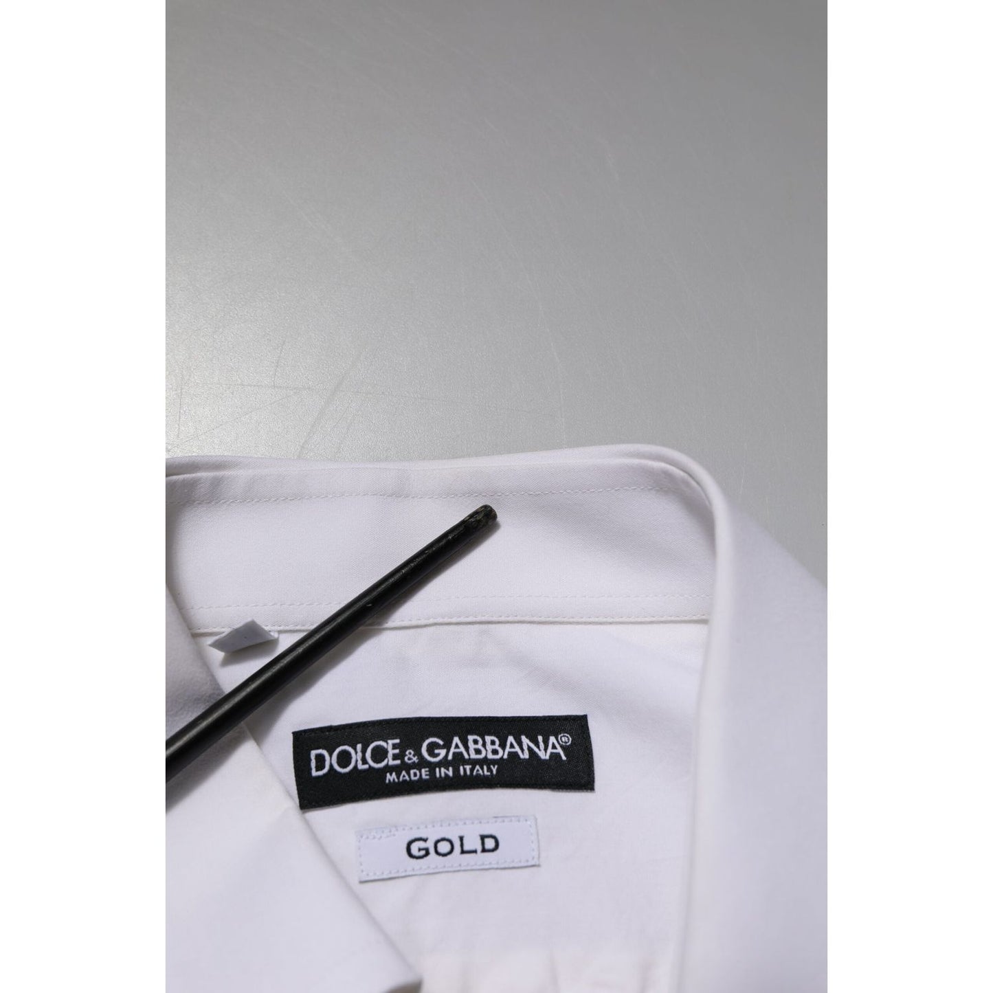 Dolce & Gabbana White GOLD Cotton Poplin Dress Formal Shirt TSH906889-39