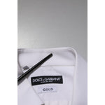 Dolce & Gabbana White GOLD Cotton Poplin Dress Formal Shirt TSH906889-39