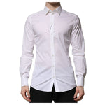 Dolce & Gabbana White Cotton Long Sleeves GOLD Formal Shirt TSH906909-37