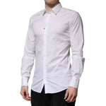 Dolce & Gabbana White Cotton Long Sleeves GOLD Formal Shirt TSH906909-37