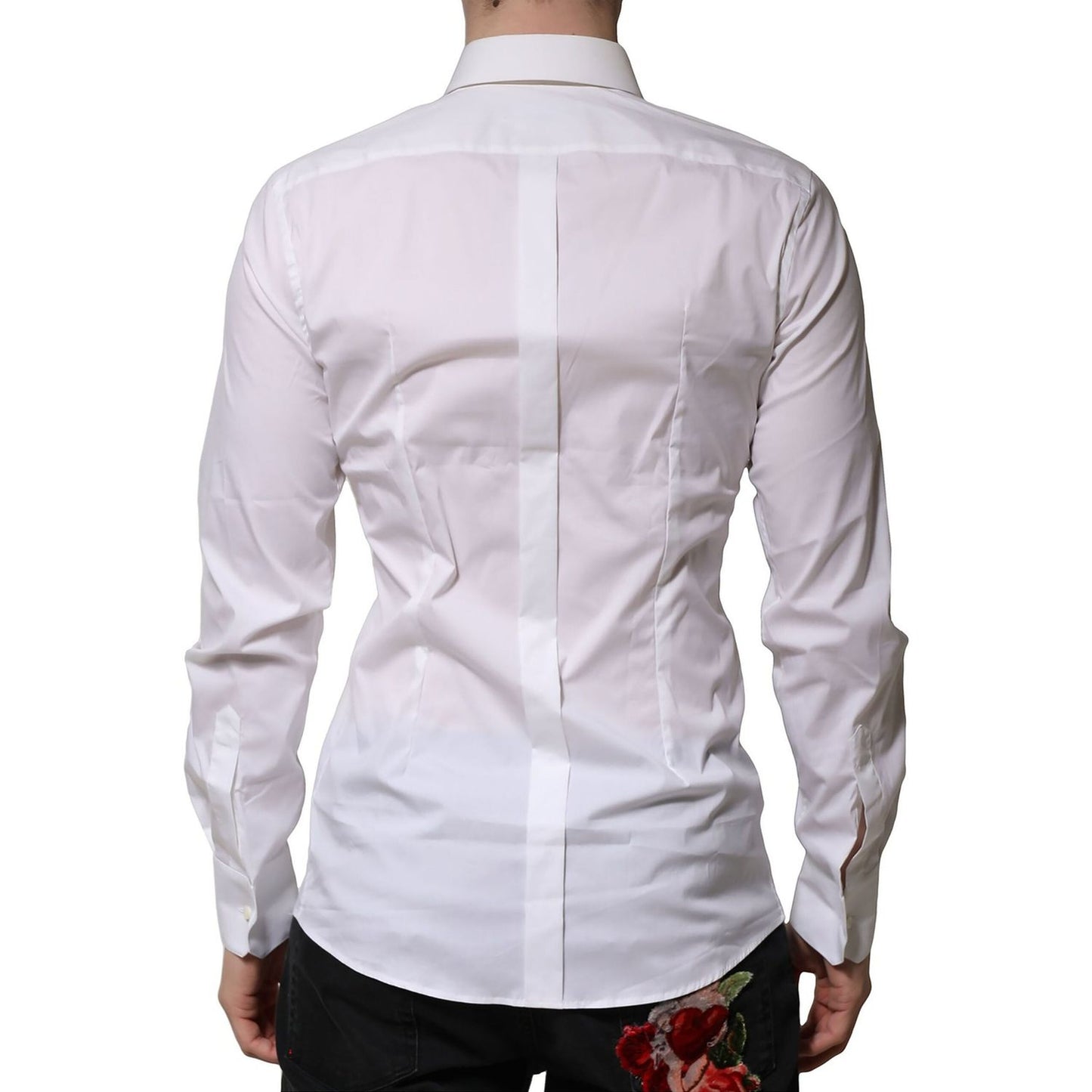 Dolce & Gabbana White Cotton Long Sleeves GOLD Formal Shirt TSH906909-37