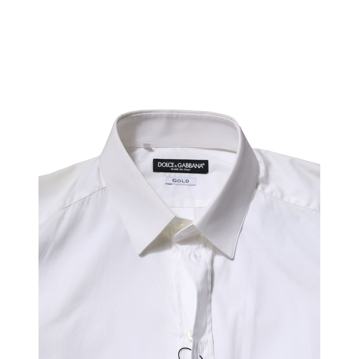 Dolce & Gabbana White Cotton Long Sleeves GOLD Formal Shirt TSH906909-37