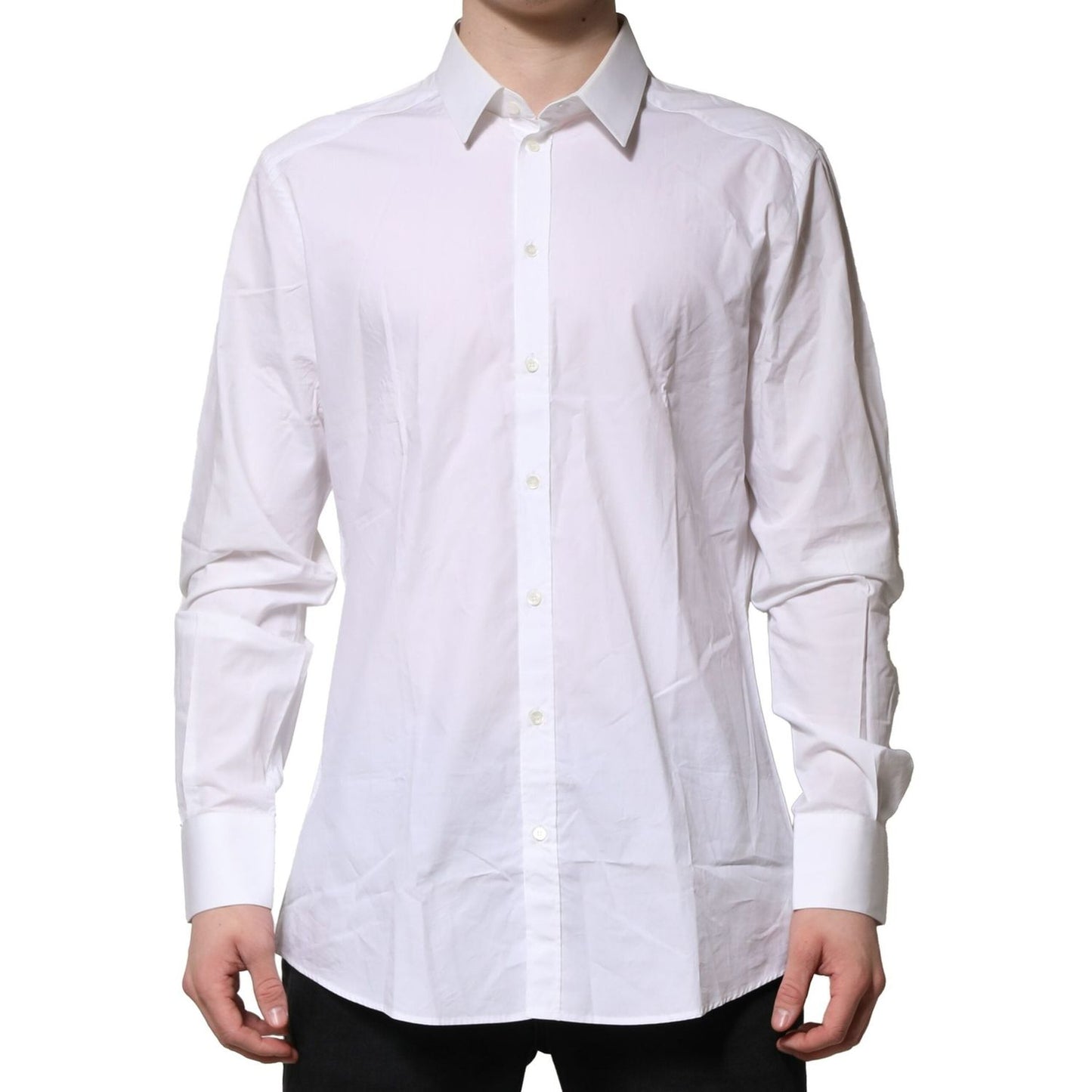 Dolce & Gabbana White GOLD Cotton Men Dress Formal Shirt TSH906919-40
