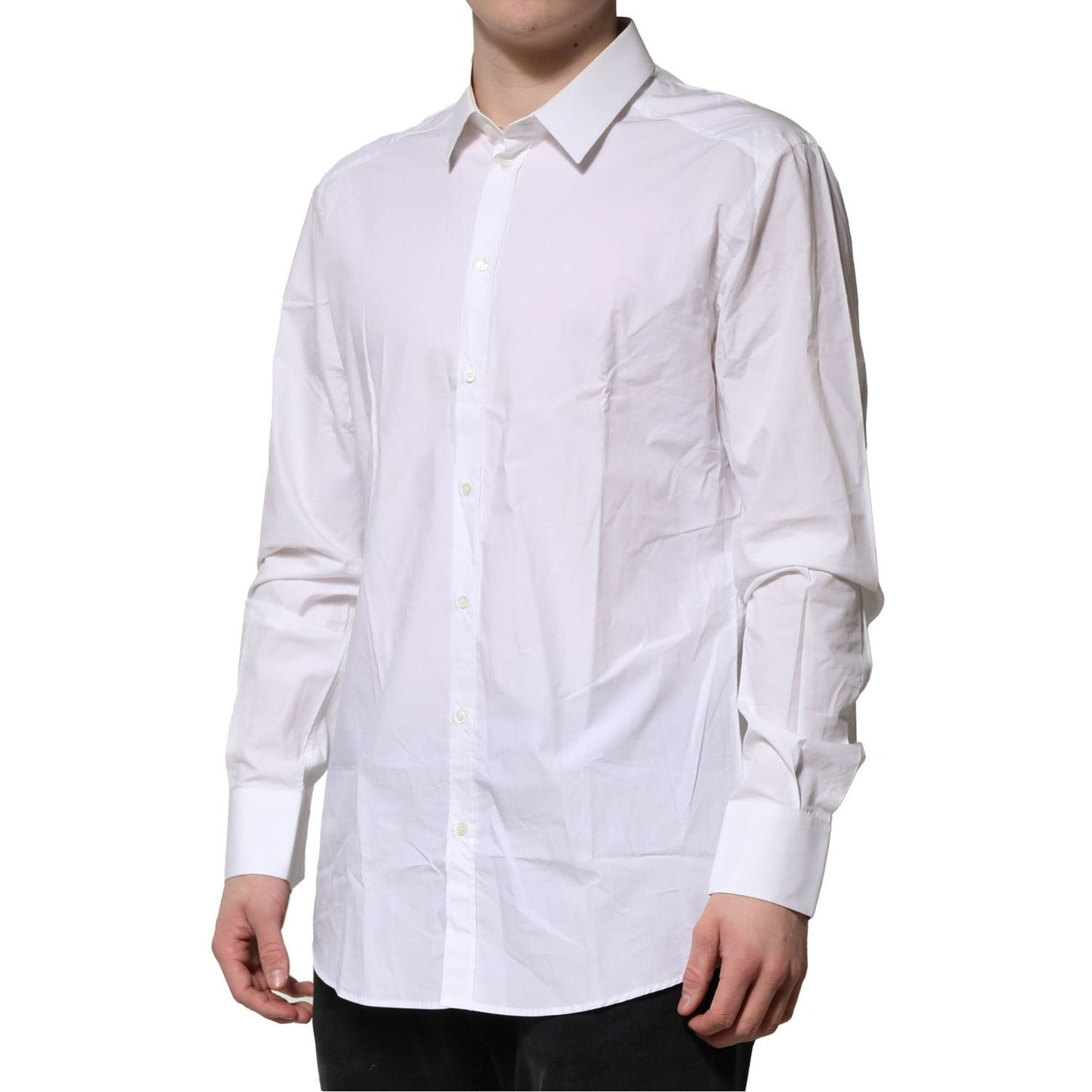 Dolce & Gabbana White GOLD Cotton Men Dress Formal Shirt TSH906919-40