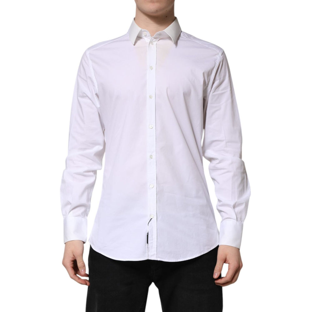 Dolce & Gabbana White Cotton GOLD Long Sleeves Dress Shirt TSH906914-37