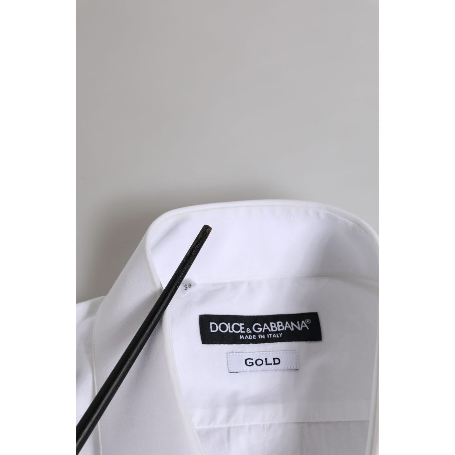 Dolce & Gabbana White Cotton GOLD Long Sleeves Dress Men Shirt TSH906926-38