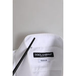 Dolce & Gabbana White Cotton GOLD Long Sleeves Dress Men Shirt TSH906926-38