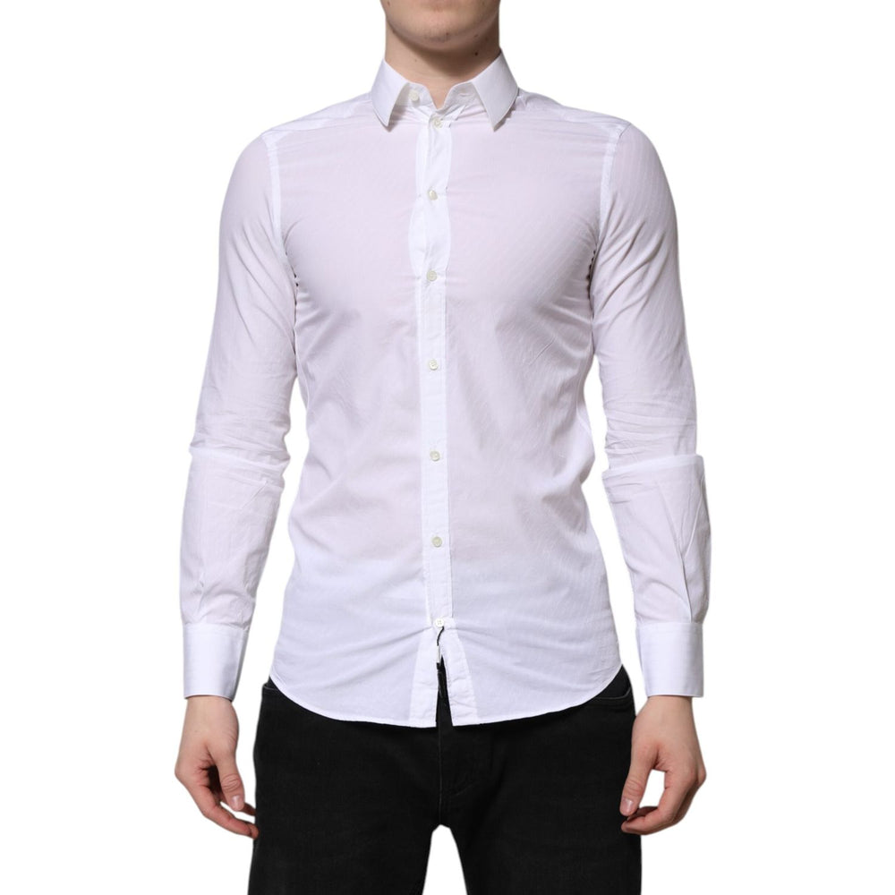Dolce & Gabbana White Cotton MARTINI Long Sleeve Dress Shirt TSH906928-37