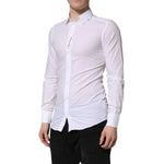 Dolce & Gabbana White Cotton GOLD Long Sleeve Men Dress Shirt TSH906938-39