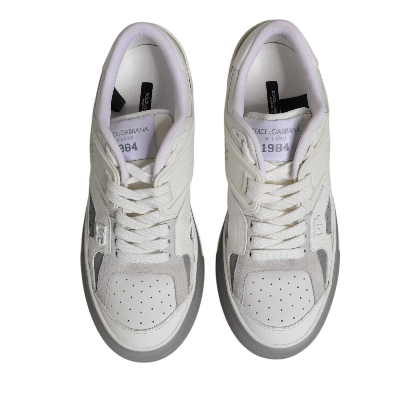 Dolce & Gabbana White Low Top DG Embossed Men Sneakers Shoes MV7366-44