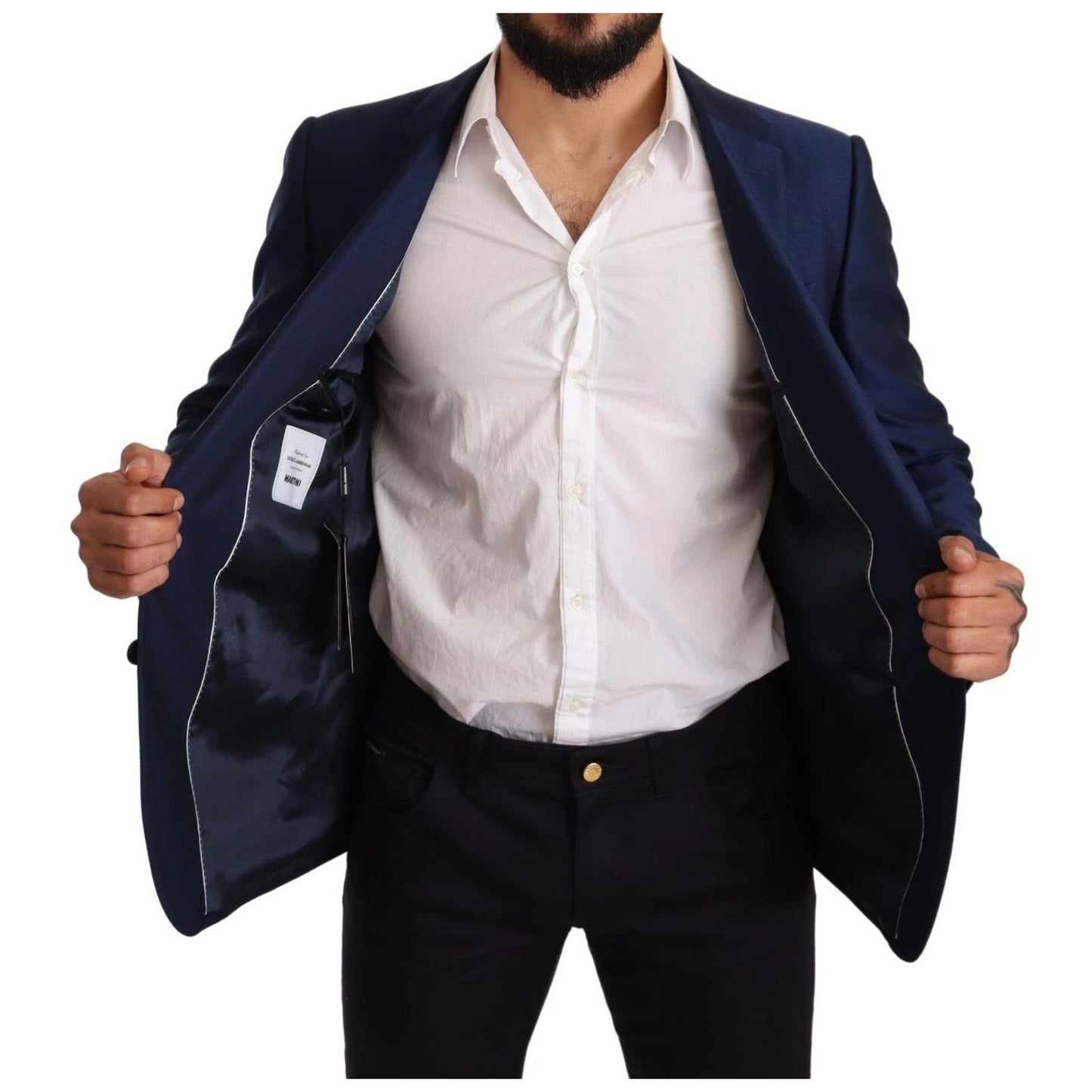 Dolce & Gabbana Blue MARTINI Wool Slim Fit Coat Blazer JKT2832-50